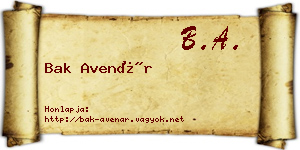 Bak Avenár névjegykártya